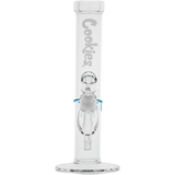 Cookies Original Straight Bong made of Borosilicate Glass, Front View on White Background