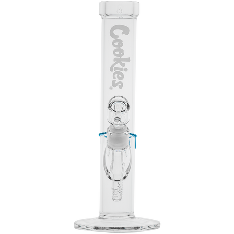 Cookies Original Straight Bong made of Borosilicate Glass, Front View on White Background