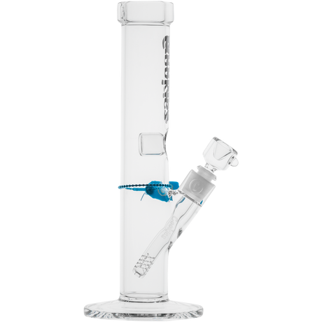 Cookies Original Straight Bong in Borosilicate Glass, Front View with Blue Accents