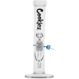 Cookies Original Straight Bong in Borosilicate Glass with Clear Design - Front View