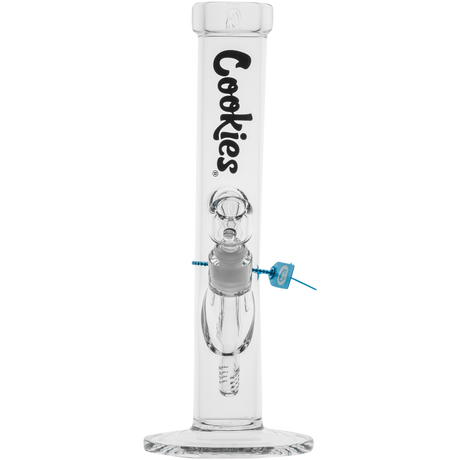 Cookies Original Straight Bong in Borosilicate Glass with Clear Design - Front View