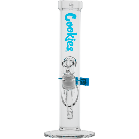 Cookies Original Straight Bong in Borosilicate Glass with Blue Logo - Front View