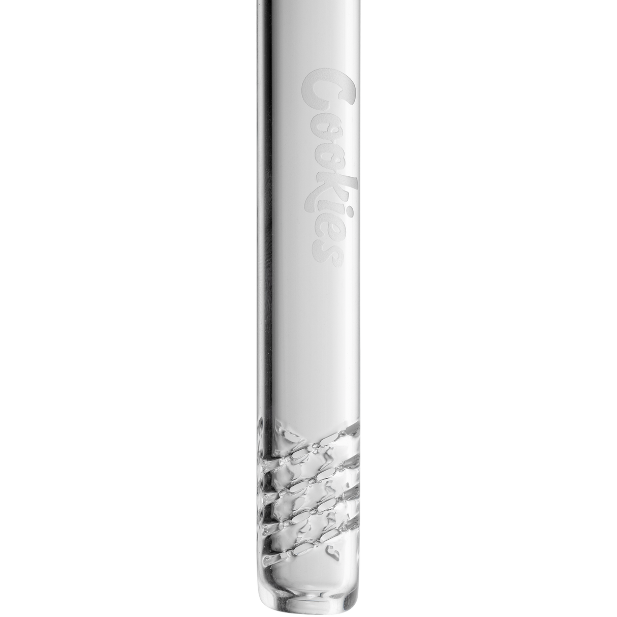 Cookies Twist Downstem 4" made of Borosilicate Glass with etched logo - Front View