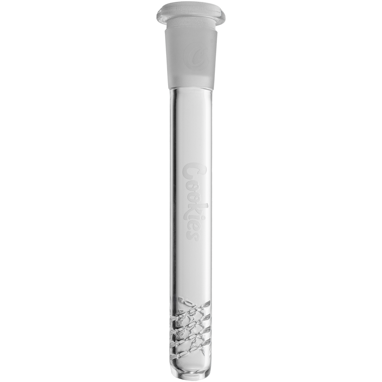 Cookies Twist Downstem 4" made of Borosilicate Glass for Bongs, front view on white background