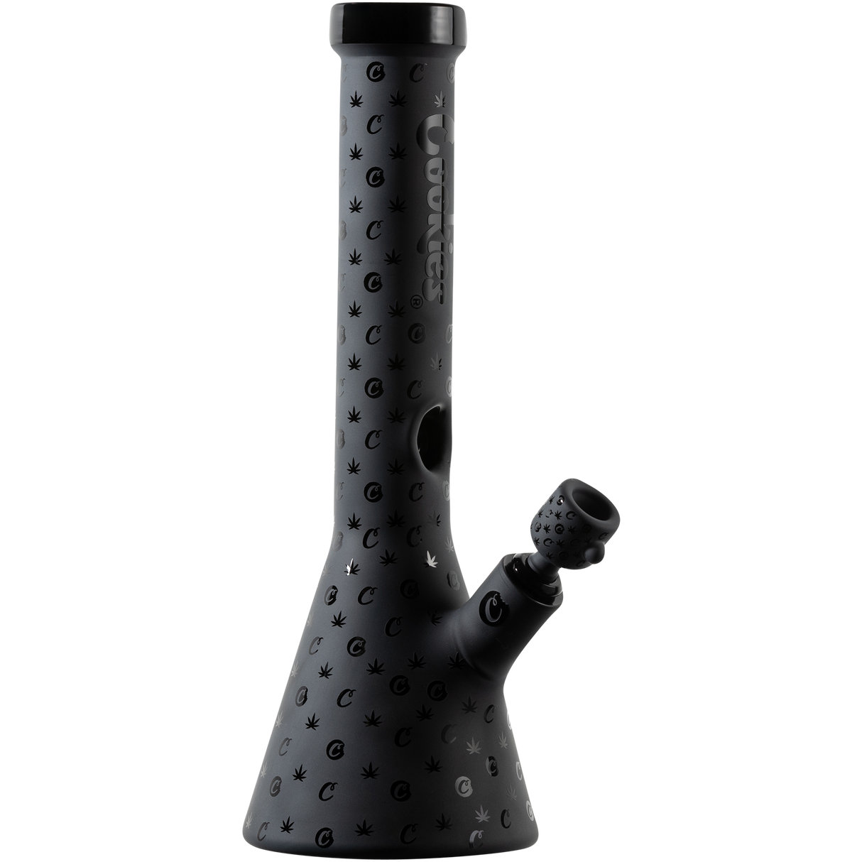 Cookies V Beaker Bong in Black with Borosilicate Glass and Iconic Logo Design - Front View