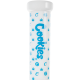 Cookies V Beaker Bong in Borosilicate Glass with Blue Logo Design - Front View