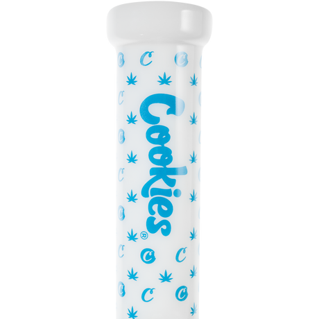 Cookies V Beaker Bong in Borosilicate Glass with Blue Logo Design - Front View