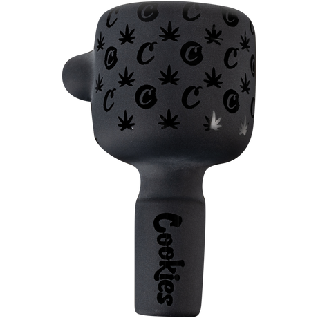 Cookies 14" Beaker Bong Close-up - Black with Patterned Print for Dry Herbs