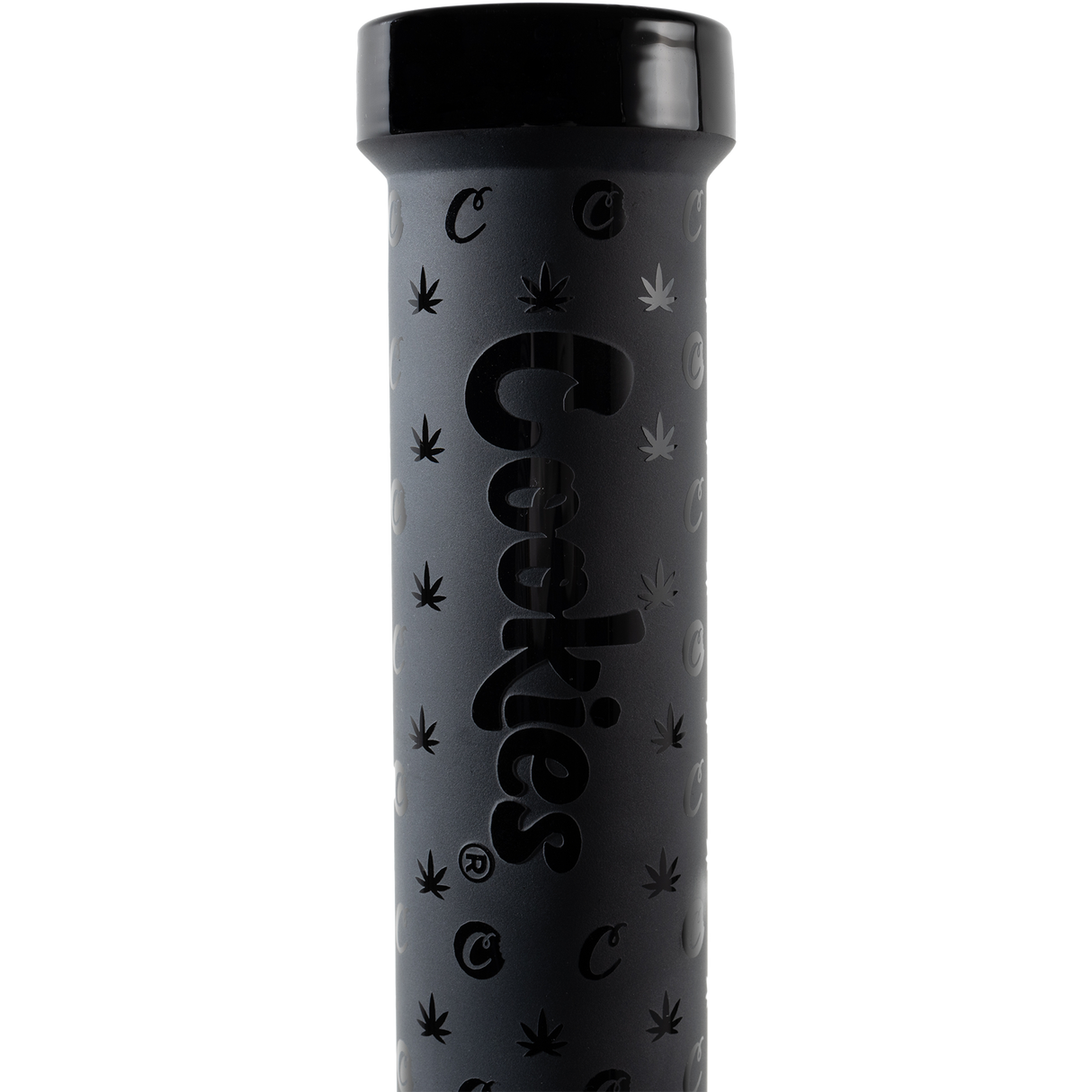 Cookies 14" Beaker Bong with Black & Silver Patterned Print for Dry Herbs - Front View