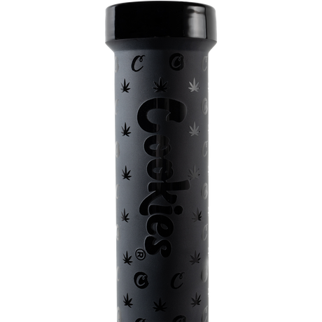 Cookies 14" Beaker Bong with Black & Silver Patterned Print for Dry Herbs - Front View