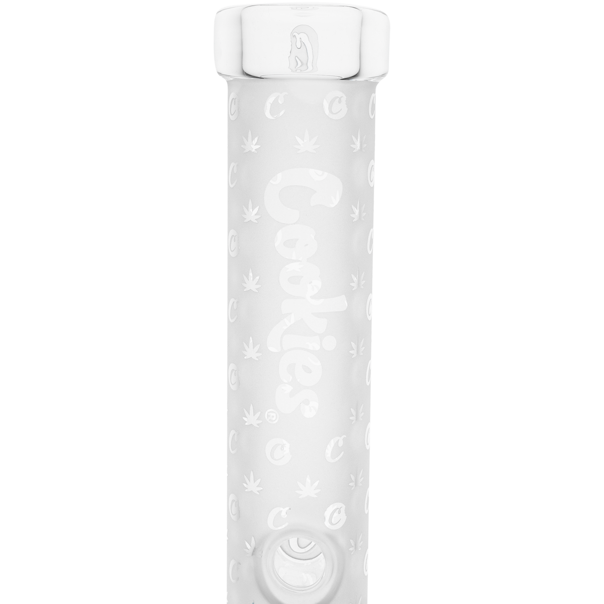 Cookies V Beaker Bong in Borosilicate Glass with White Cookies Design - Front View