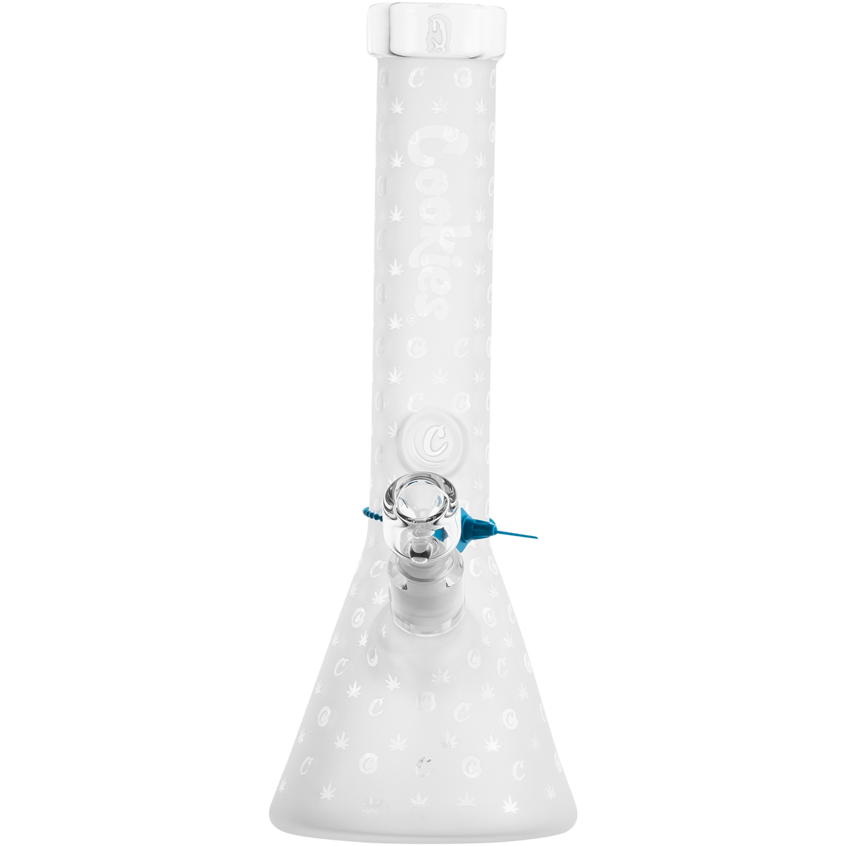 Cookies 14" Beaker Bong with Patterned Print - Front View for Dry Herbs