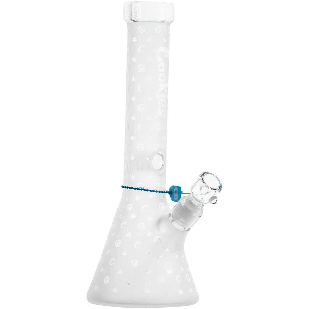 Cookies V Beaker Bong in clear borosilicate glass with iconic logo design - front view