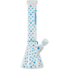 Cookies V Beaker Bong in White with Blue Logo Design, Borosilicate Glass, Front View