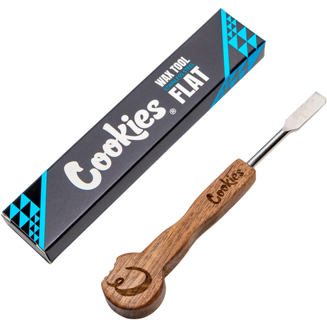 Cookies Wax Tool SS Flat with Wooden Handle and Steel Tip - Angled View with Packaging