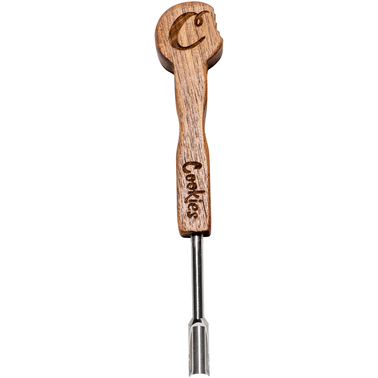 Cookies Wax Tool SS Scoop with wooden handle and steel scoop for dab rigs - front view