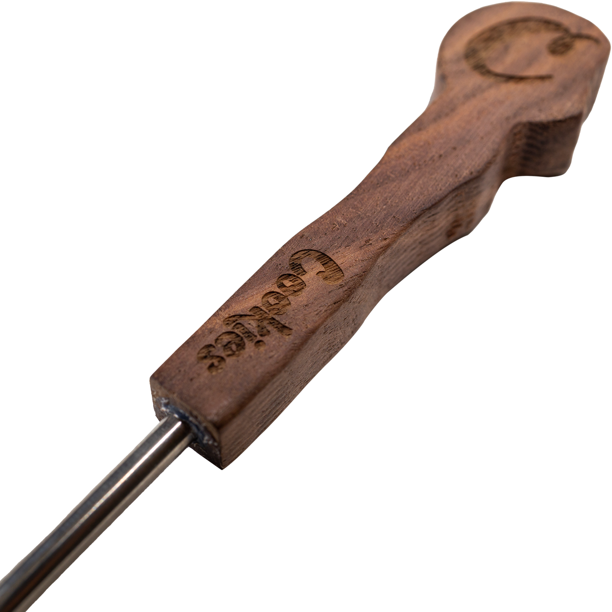 Cookies Wax Tool with Titanium Flat Tip and Engraved Wooden Handle - Close-up