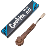 Cookies Titanium Flat Wax Tool with wooden handle beside packaging