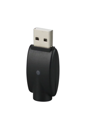 Compact black USB 510 eGo battery charger, cordless and portable design, front view