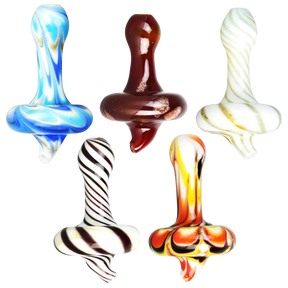 Assorted colors corkscrew swirl nipple carb caps made of borosilicate glass, 30mm size