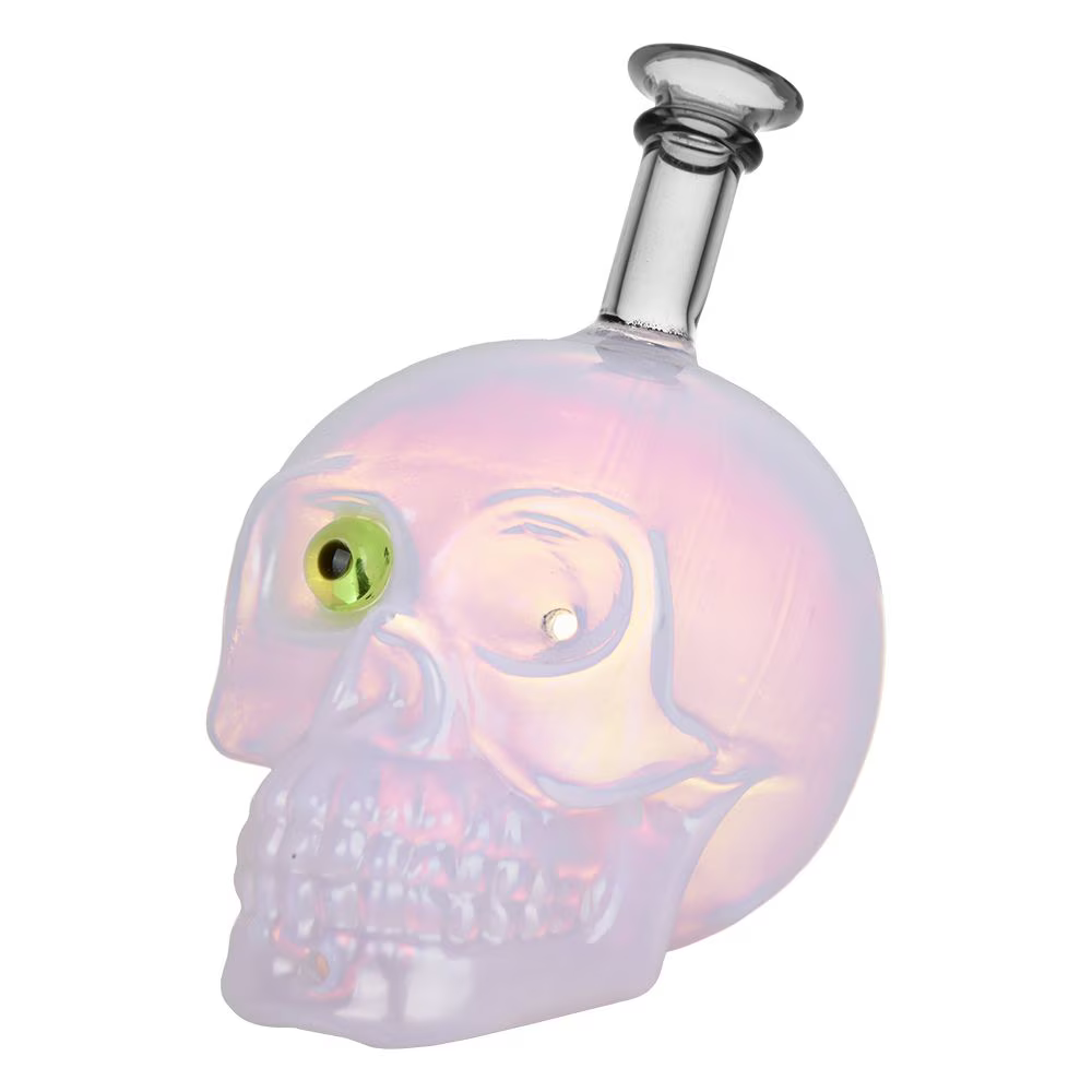 Creepy-Eyed Skull Glass Hand Pipe | 4" | Assorted Colors | 3ct Bundle