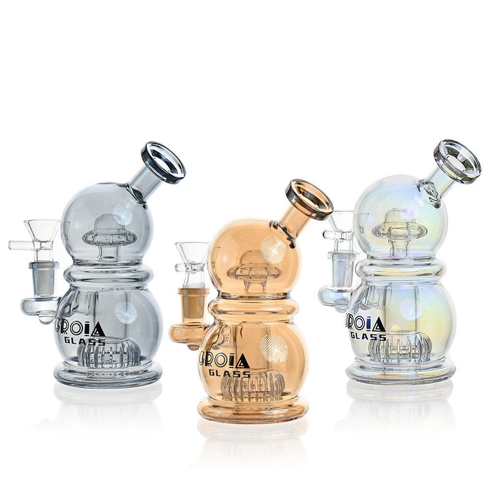 6" Mini Egg Water Pipe with Crown Perc | Croia Glass