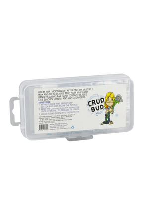 Crud Bud Alcohol Filled Cotton Buds in clear packaging, portable design for cleaning bongs and vapes