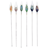 Crystal Tears Handblown Glass & Metal Hairpin Poker Tool | 6.75" | Designs Vary