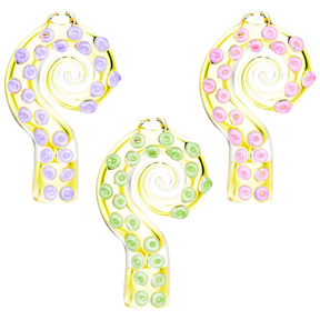 Assorted colors Curled Octopus Tentacle Glass Chillum Pipes on white background