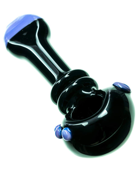 Customizable Maria Spoon Pipe in Black with Purple accents, 4" Glass, Portable Design