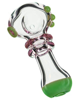 Customizable Maria Spoon Pipe, 4" length, heavy wall glass, portable design with green accents