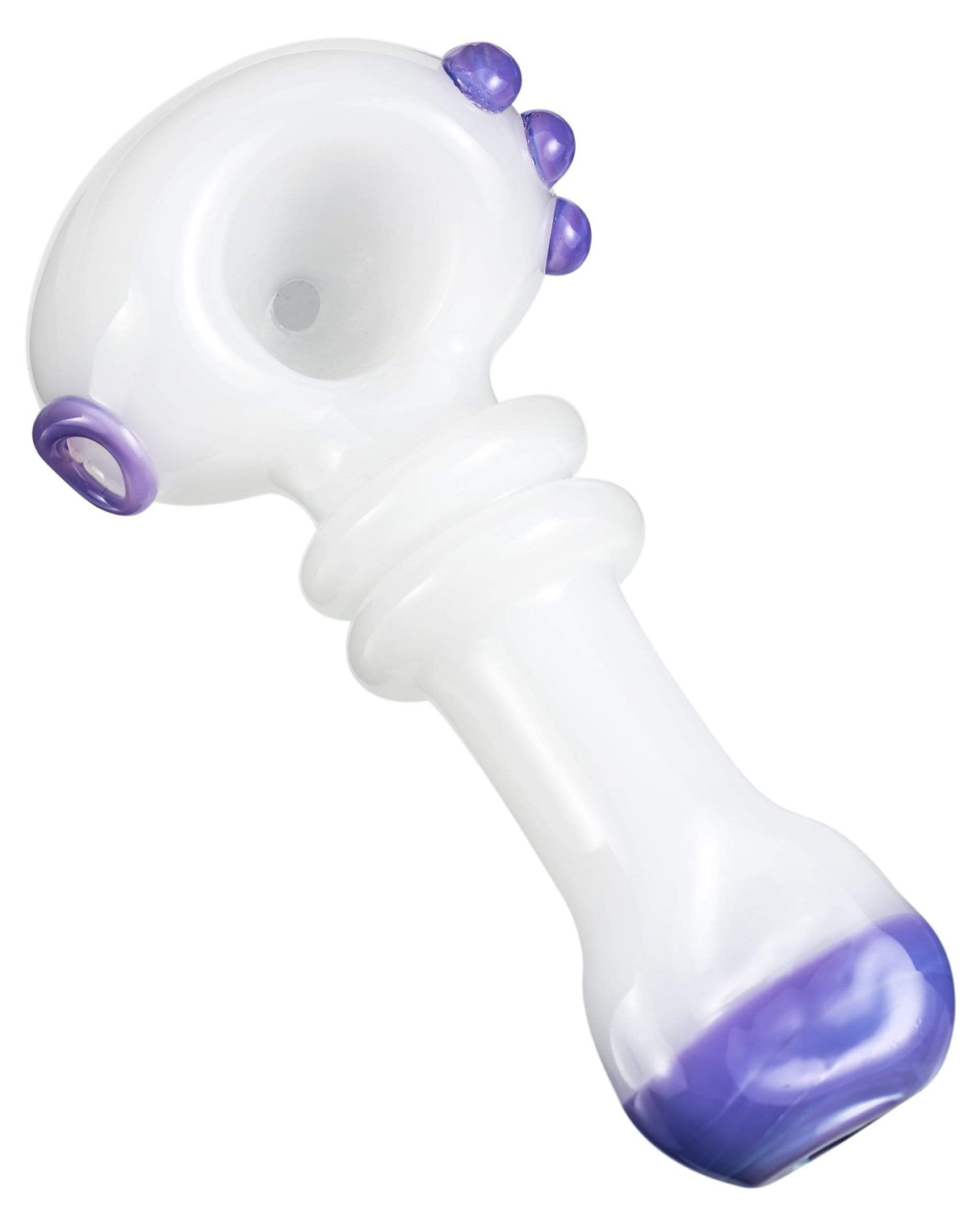 Customizable Maria Spoon Pipe by Valiant Distribution in Purple & White, Thick Glass, 4" Length
