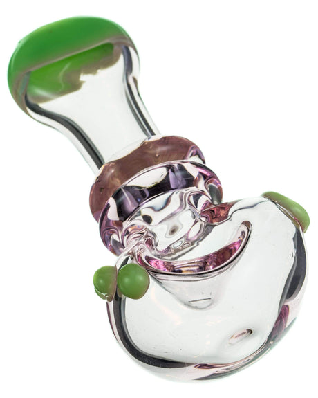 Valiant Distribution Customizable Maria Spoon Pipe in Pink and Green, 4" Heavy Wall Glass, Portable