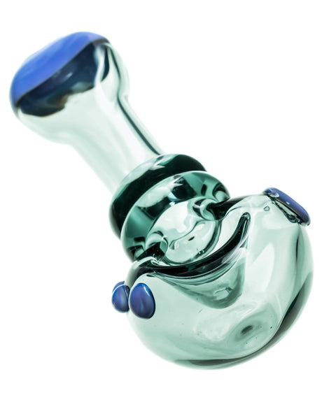 Customizable Maria Spoon Pipe in Teal/Purple, Thick Glass, Portable Design, 4" Length