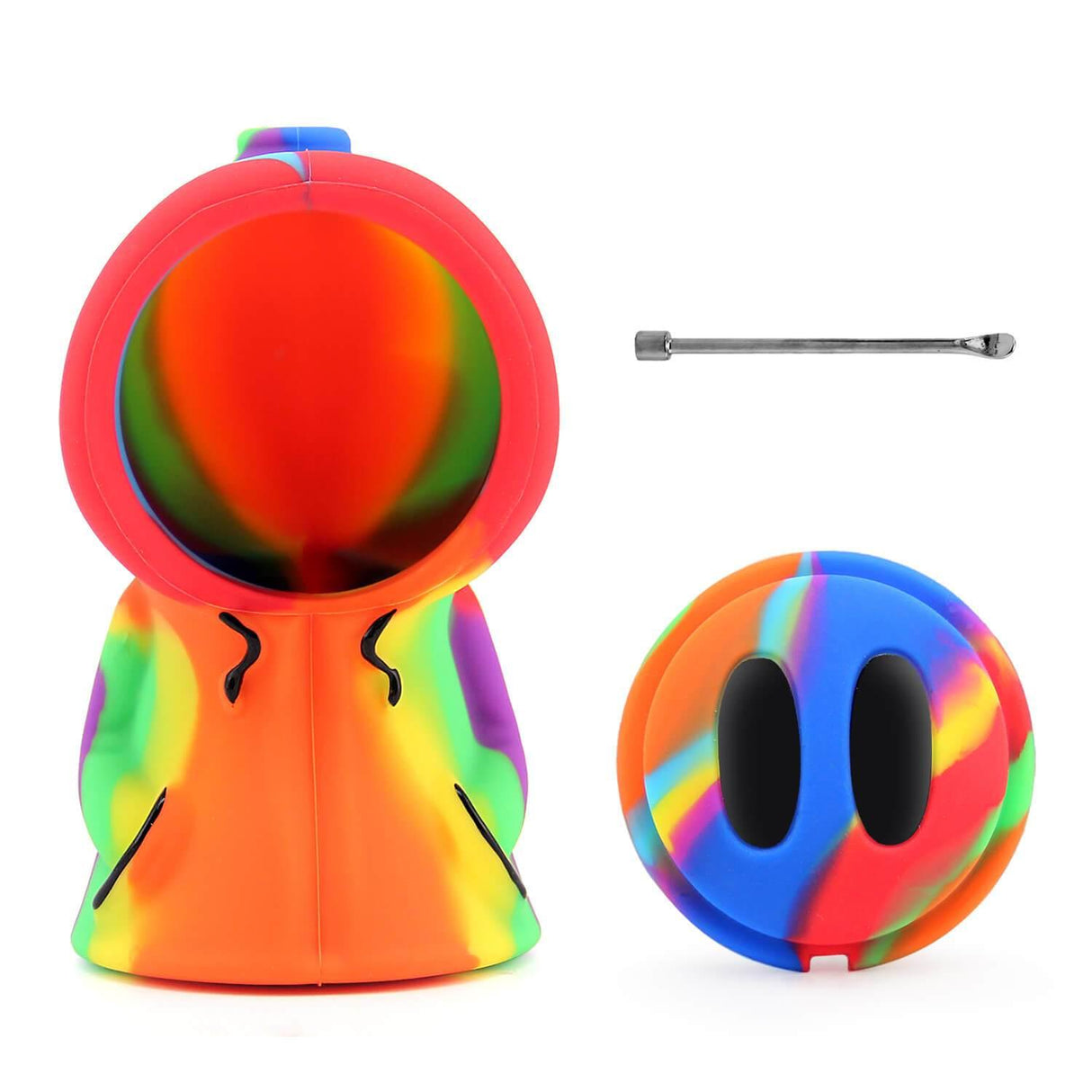PILOT DIARY Cute Ghost Silicone Bubbler in Rainbow Colors - Front and Top View
