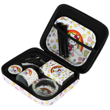 Cute Kitty Juicebox Glass Water Pipe Smoker's Travel Kit | Rainbow Kitty | 7" | 14mm F