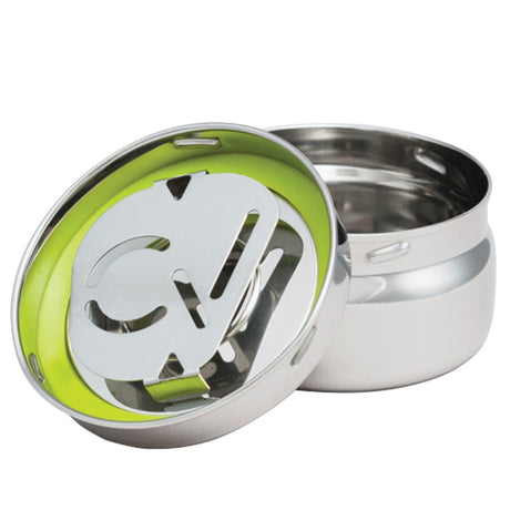 CVault Stainless Steel Storage Container - Extra Small - Front View with Open Lid
