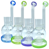 AFM Glass Puffco Proxy Dab Rigs in various colors with showerhead percs, front view on white background