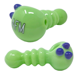 AFM 4" Three Point Color Hand Pipe in Green with Blue Accents, Top View