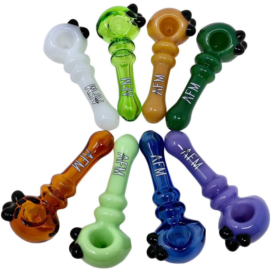 AFM Double Halo Glass Pipes in various colors displayed in a circle, top view