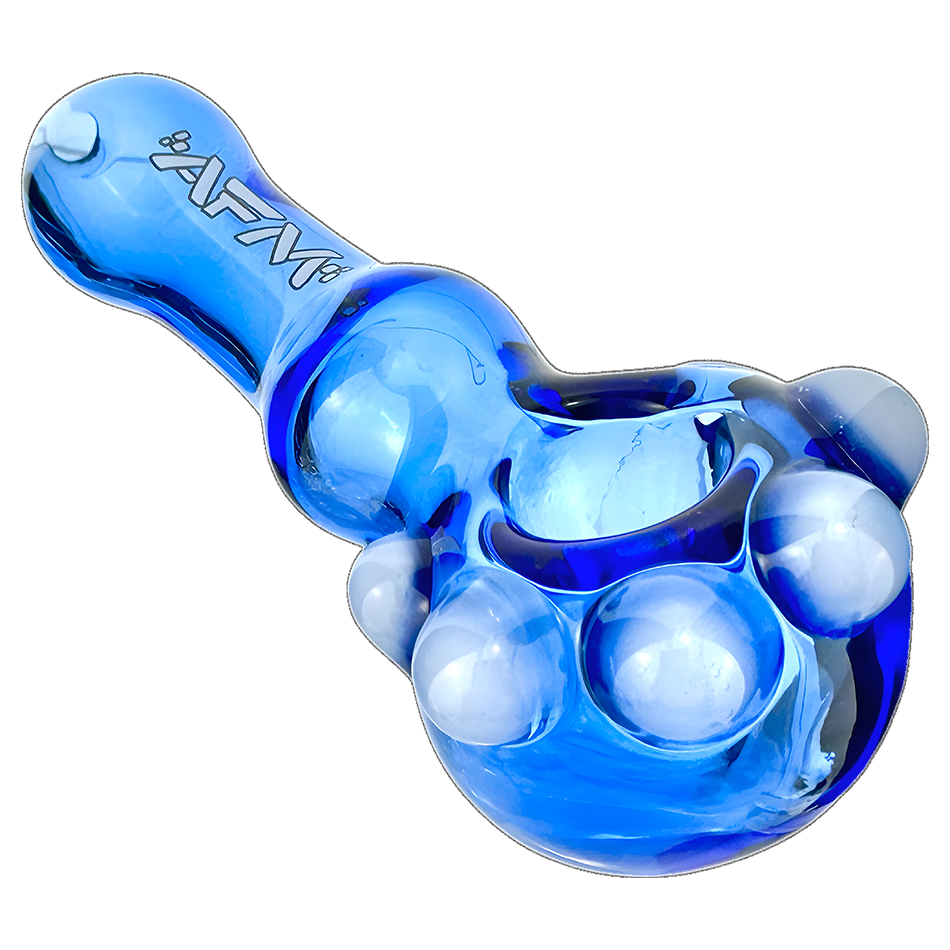 AFM 4" Spikey Blue Glass Hand Pipe with Deep Bowl - Top View