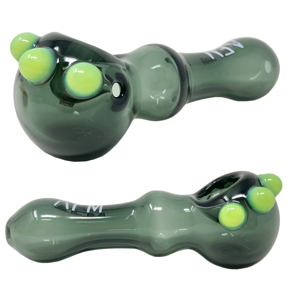 AFM 4" Spikey Color Glass Hand Pipe with Deep Bowl, Top and Side Views Displayed