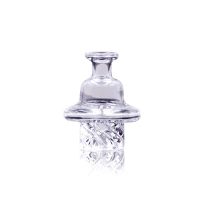Clear Cyclone Glass Carb Cap from The Stash Shack, front view on white background