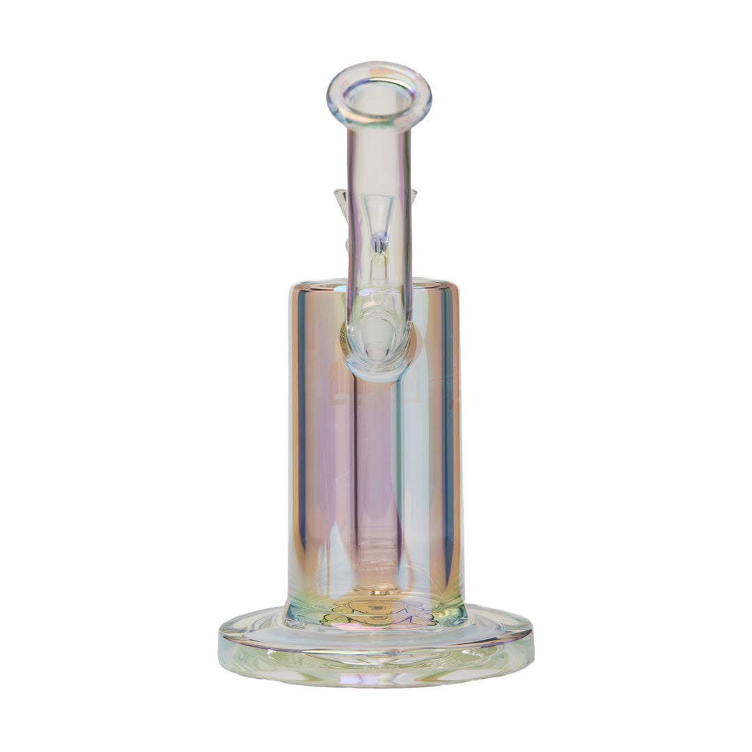 Ric Flair Drip Dab Rig featuring Borosilicate glass, colored accents, and quartz bucket - front view