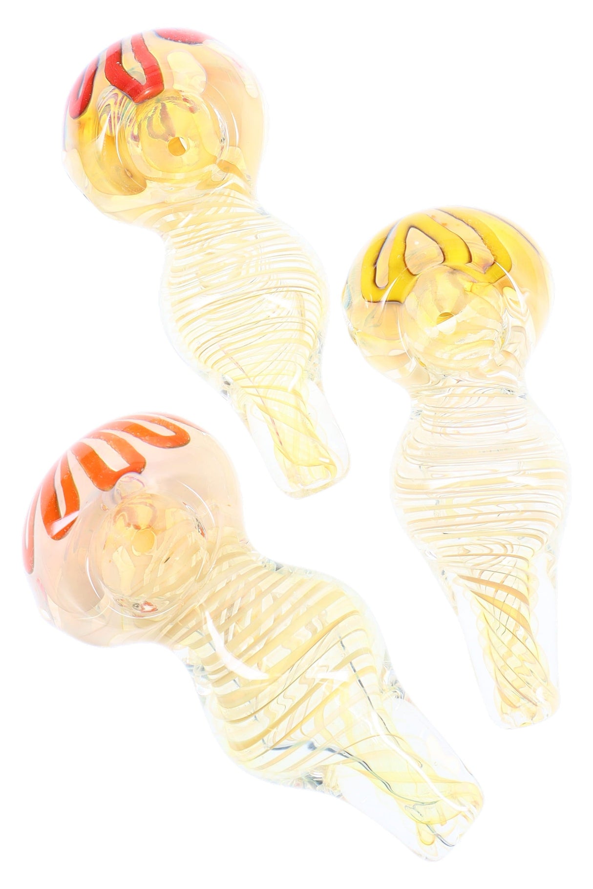 Silver Fumed Spiral Glass Pipe “Honey Helix” – 4″ – Assorted Colors
