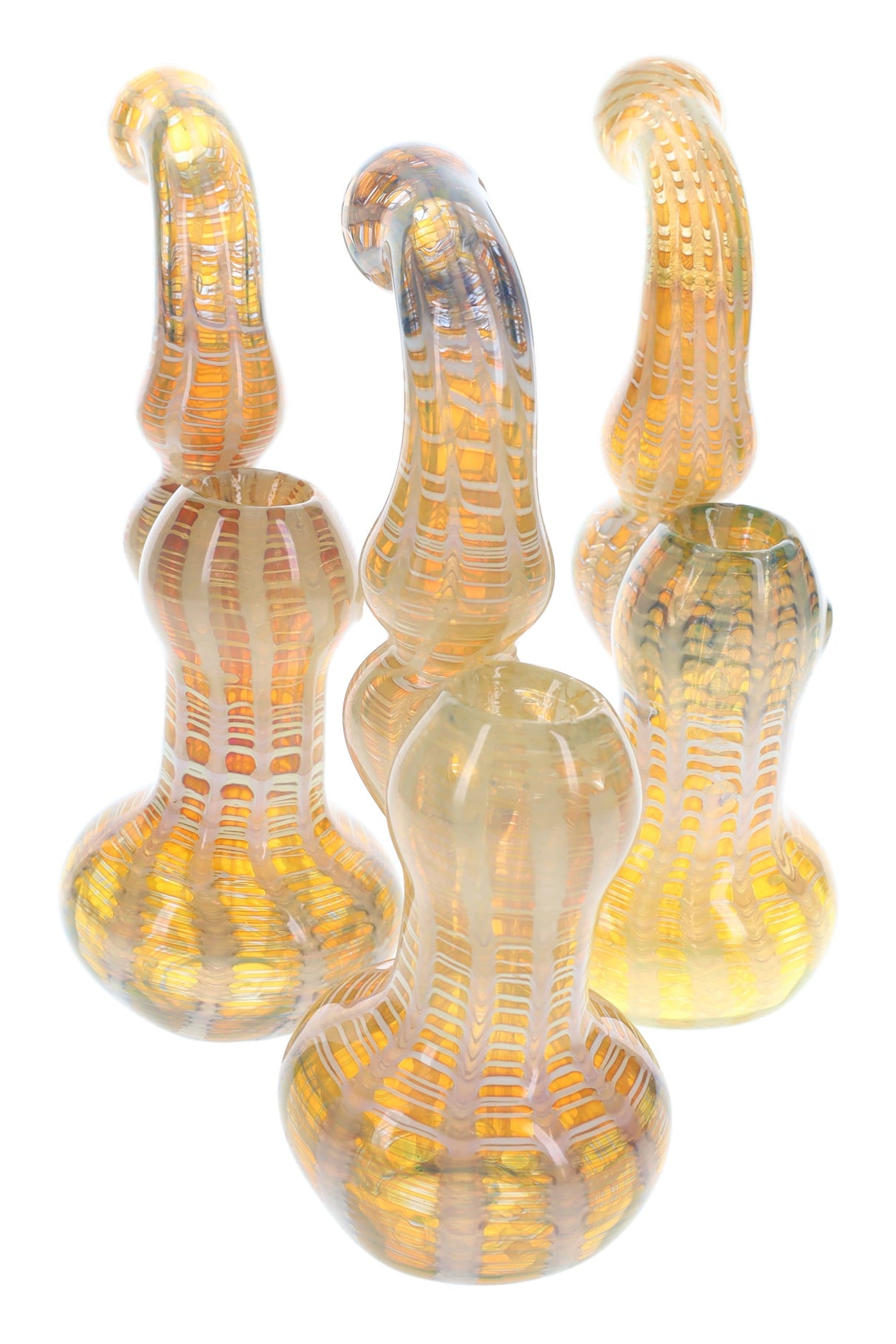 Silver-Fumed Net Sherlock Bubbler “Golden Net” – 7″ – Assorted Colors
