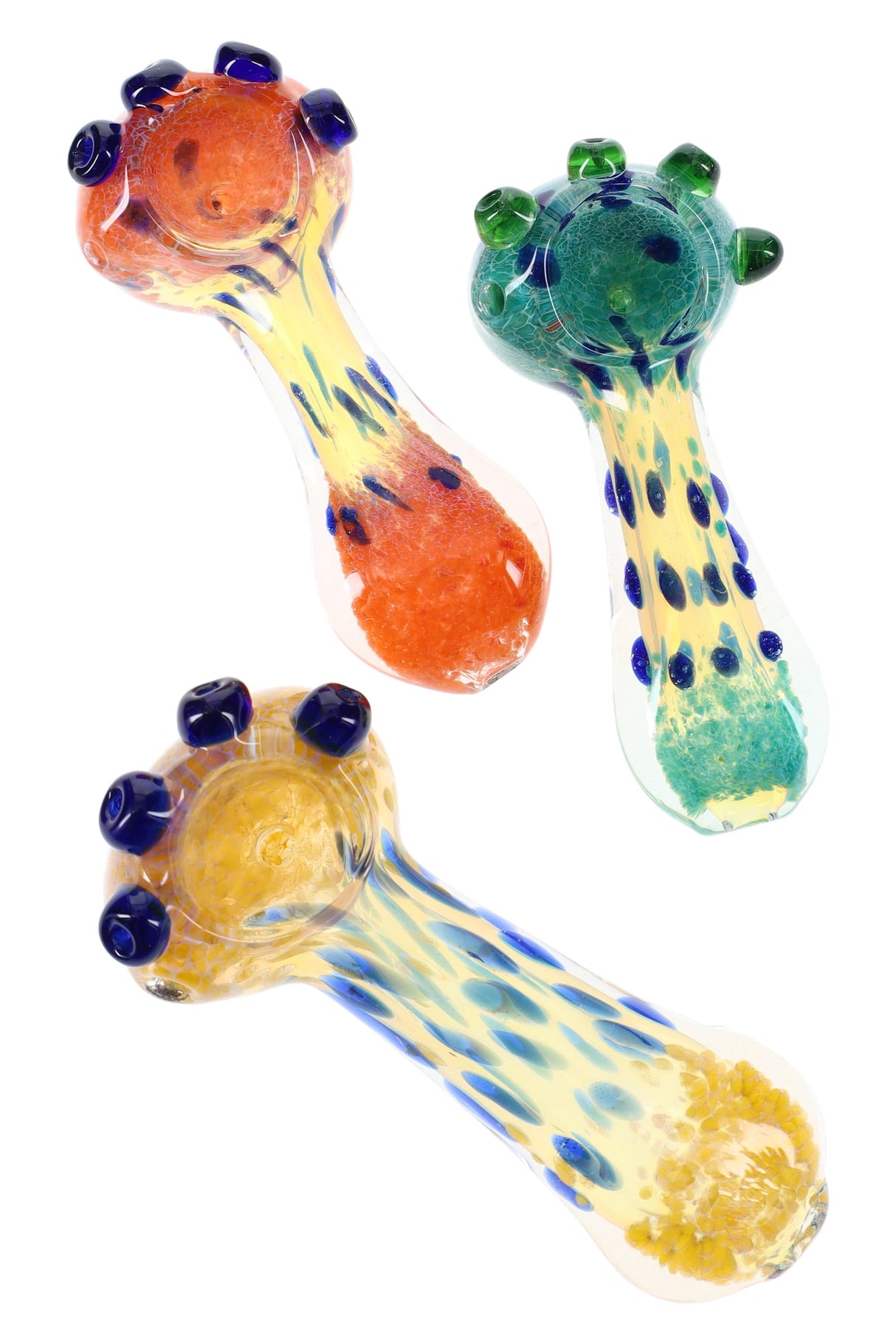 Color-Changing Frit Glass Pipe with Marble Grip - 3.5" - Assorted Colors