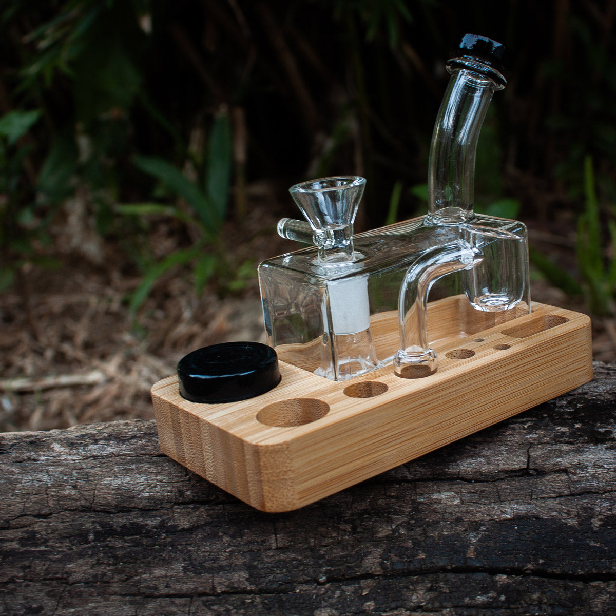 Dab Slab Mini Water Pipe Tray by The Stash Shack with glass recycler and storage compartments