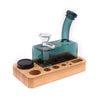 Dab Slab Mini Water Pipe Tray in Green with Bamboo Base and Storage Compartments - Angled View