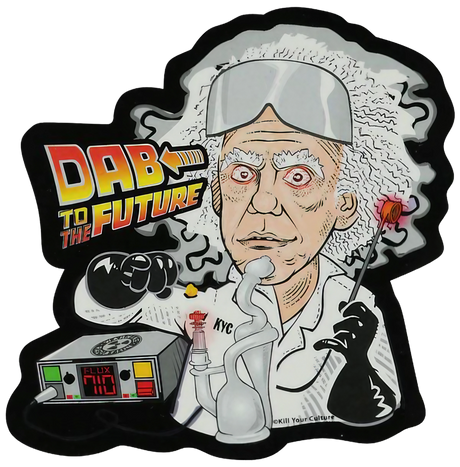 Dab to the Future medium-sized vinyl sticker with vibrant cartoon design, perfect for novelty gift.